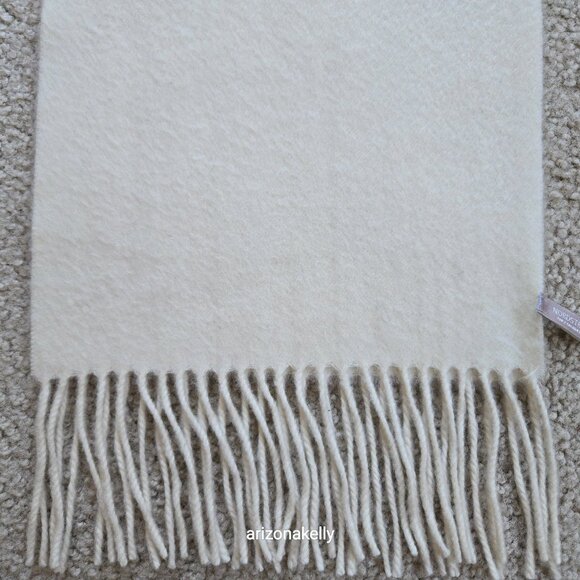 NWOT Nordstrom Cashmere Ivory Woven Fringe Scarf - Picture 4 of 13